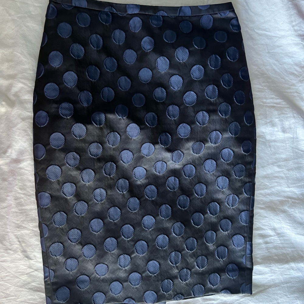J. Crew Black and Blue Polka Dot Mini Skirt